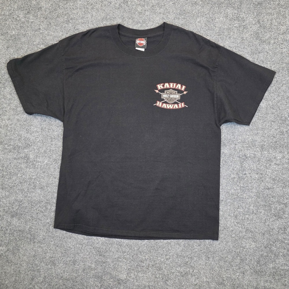 Harley-Davidson T-Shirt Mens XL Black Kauai Hawaii Boar Graphic 2010 Tee